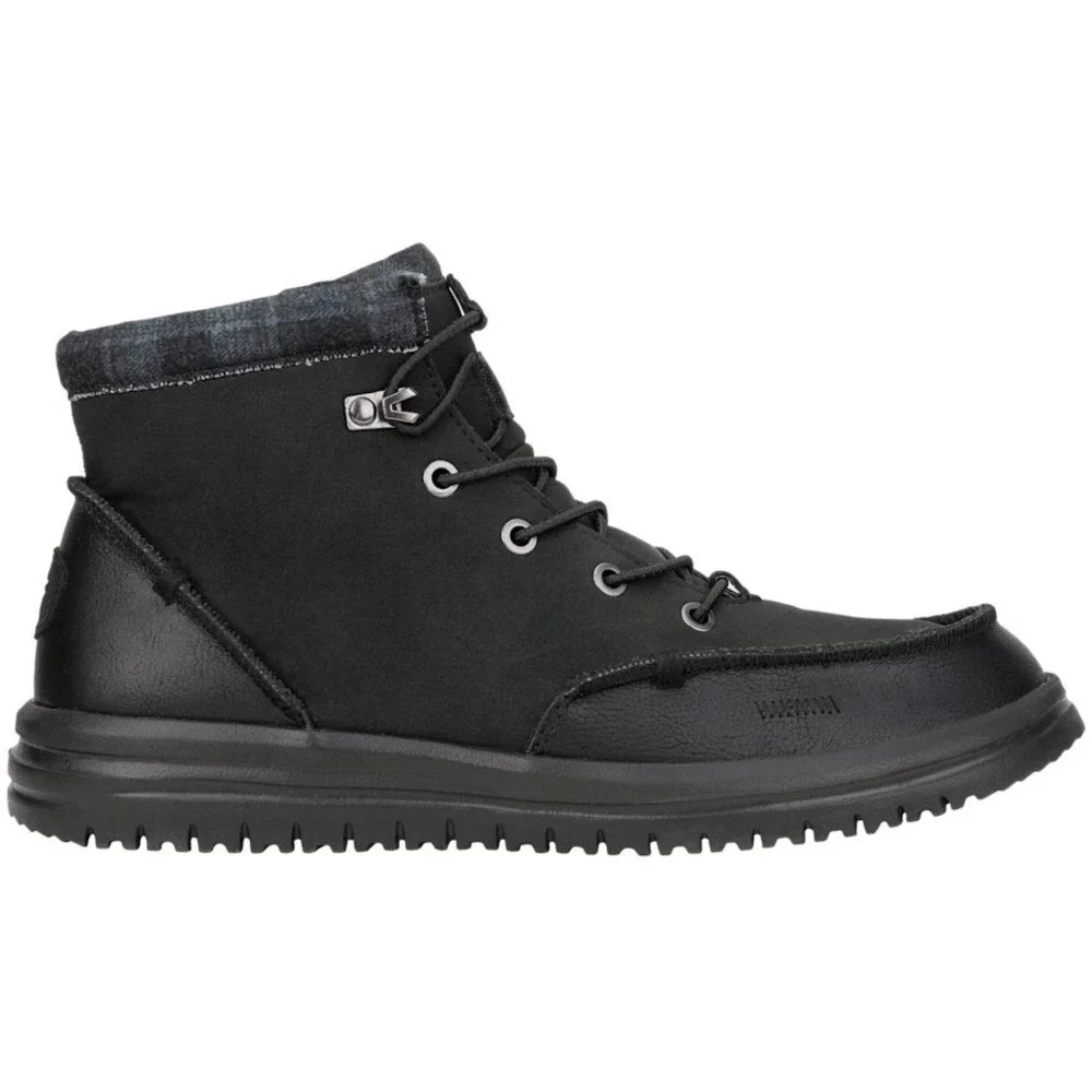 HEY DUDE Bradley Classic Boots Black w/ Plaid Sneaker Men's Size 9 42067-001 NEW
